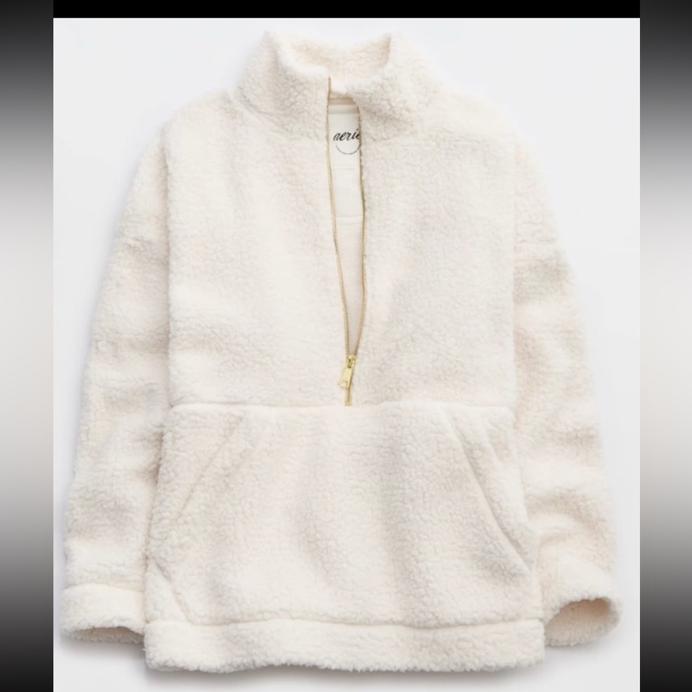 Aerie Sherpa Quarter Zip Sweatshirt Size L Brand New